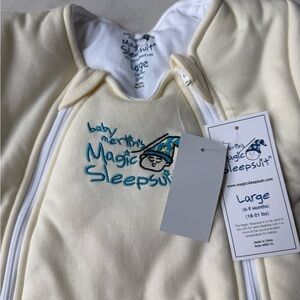Cream Sleep Sack Pajamas with Embroidered Design